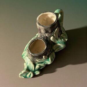 Glazed Ceramic Candleholder MCM Japan 4.25x2x1.5” Rare